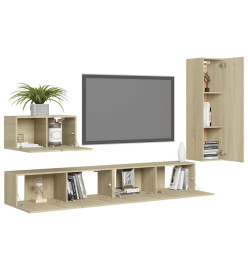 Ensemble de meuble TV 4 pcs Chêne sonoma Aggloméré