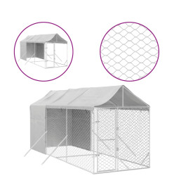 Chenil d'extérieur pour chiens avec toit argenté 2x6x2,5 m