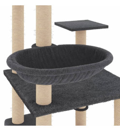 Arbre à chat avec griffoirs en sisal gris foncé 141 cm