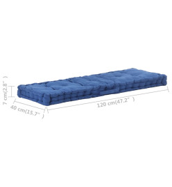 Coussin de plancher de palette Coton 120x40x7 cm Bleu clair