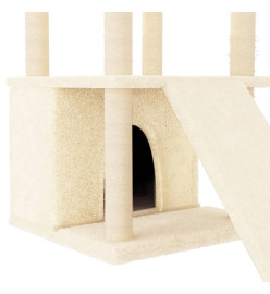 Arbre à chat avec griffoirs en sisal crème 133 cm