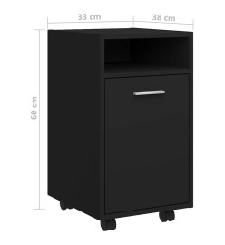 Armoire latérale avec roues Noir 33x38x60 cm Aggloméré