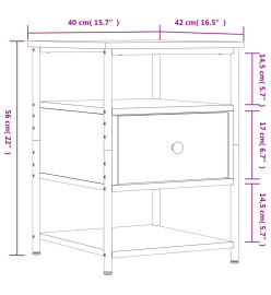 Table de chevet noir 40x42x56 cm bois d’ingénierie