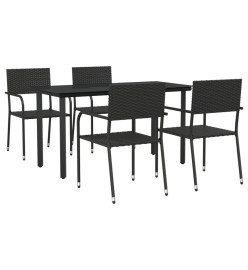 Ensemble à manger de jardin 5 pcs noir résine tressée et acier