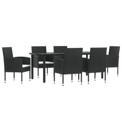 Ensemble à manger de jardin 7 pcs noir résine tressée et acier