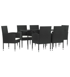 Ensemble à manger de jardin 7 pcs noir résine tressée et acier