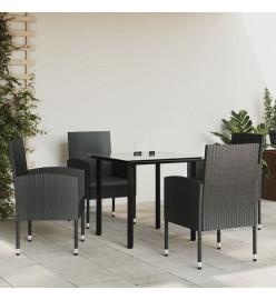 Ensemble à manger de jardin 5 pcs noir résine tressée et acier