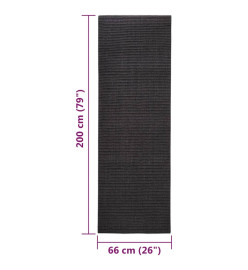 Tapis en sisal pour griffoir noir 66x200 cm