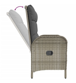 Mobilier à dîner de jardin et coussins 2 pcs gris rotin