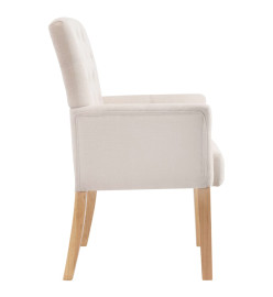 Chaises à manger avec accoudoirs lot de 4 beige tissu