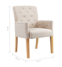 Chaises à manger avec accoudoirs lot de 4 beige tissu