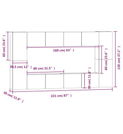 Ensemble de meubles TV 8 pcs Noir Bois d'ingénierie