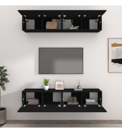 Meubles TV 4 pcs Noir 80x30x30 cm Bois d'ingénierie