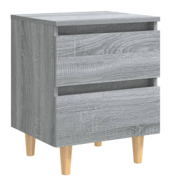 Tables de chevet pieds en bois 2 pcs Sonoma gris 40x35x50 cm