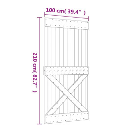 Porte coulissante et kit de quincaillerie 100x210 cm pin massif