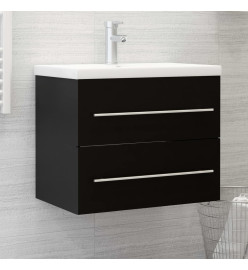 Armoire d'évier avec lavabo intégré Noir Aggloméré