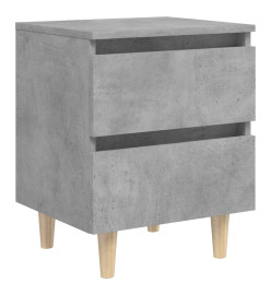 Tables de chevet pieds en pin 2 pcs Gris béton 40x35x50 cm