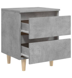 Tables de chevet pieds en pin 2 pcs Gris béton 40x35x50 cm