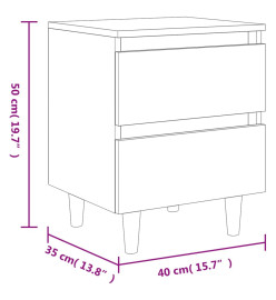 Tables de chevet pieds en pin 2 pcs Gris béton 40x35x50 cm