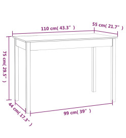 Table à manger Blanc 110x55x75 cm Bois massif de pin