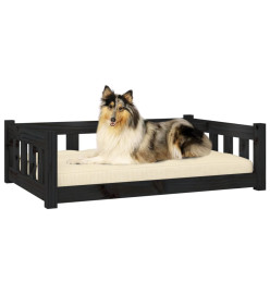 Lit pour chien noir 95,5x65,5x28 cm bois de pin solide