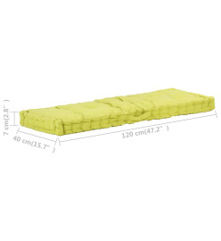 Coussin de plancher de palette Coton 120x40x7 cm Vert