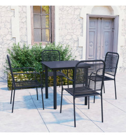 Mobilier à dîner d'extérieur 5 pcs Noir Verre et acier