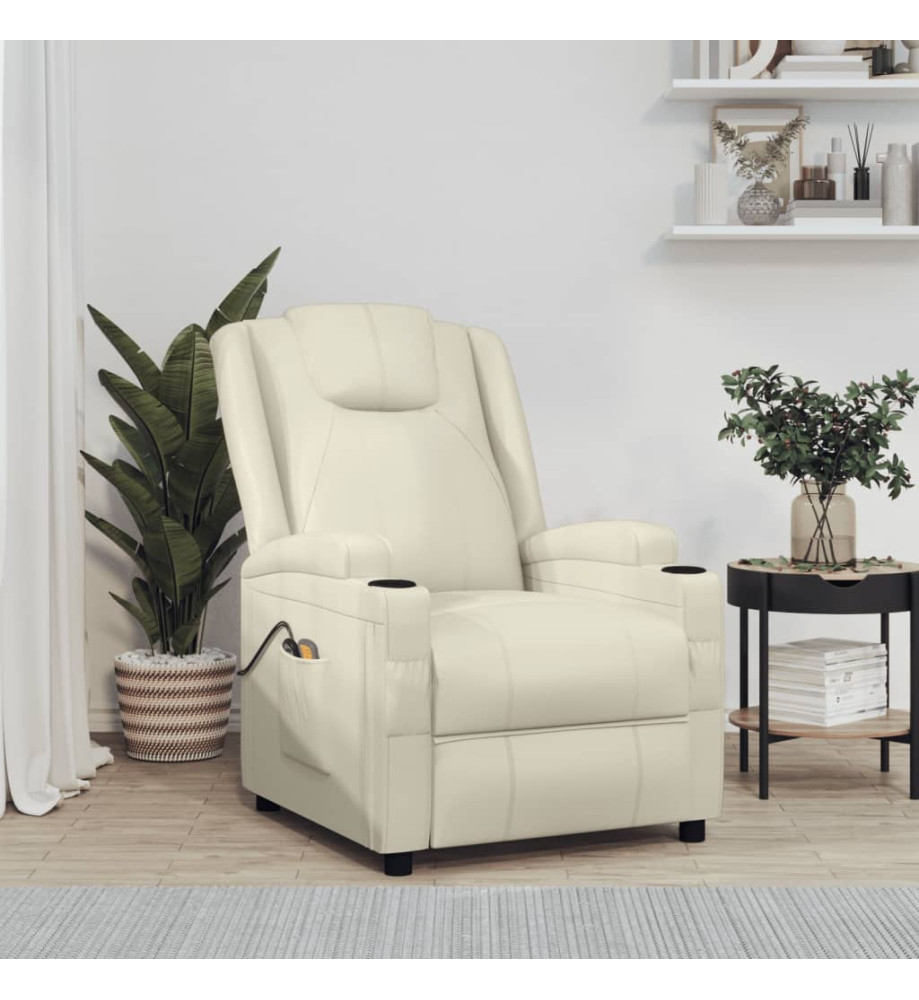 Fauteuil de massage Blanc crème Similicuir