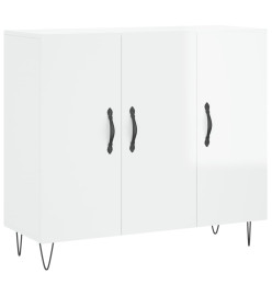 Buffet blanc brillant 90x34x80 cm bois d'ingénierie