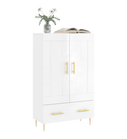 Buffet haut blanc brillant 69,5x31x115 cm bois d'ingénierie