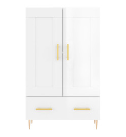 Buffet haut blanc brillant 69,5x31x115 cm bois d'ingénierie