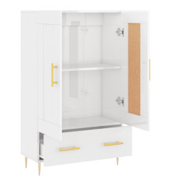 Buffet haut blanc brillant 69,5x31x115 cm bois d'ingénierie