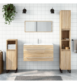 Armoire de bain avec miroir chêne sonoma bois d'ingénierie