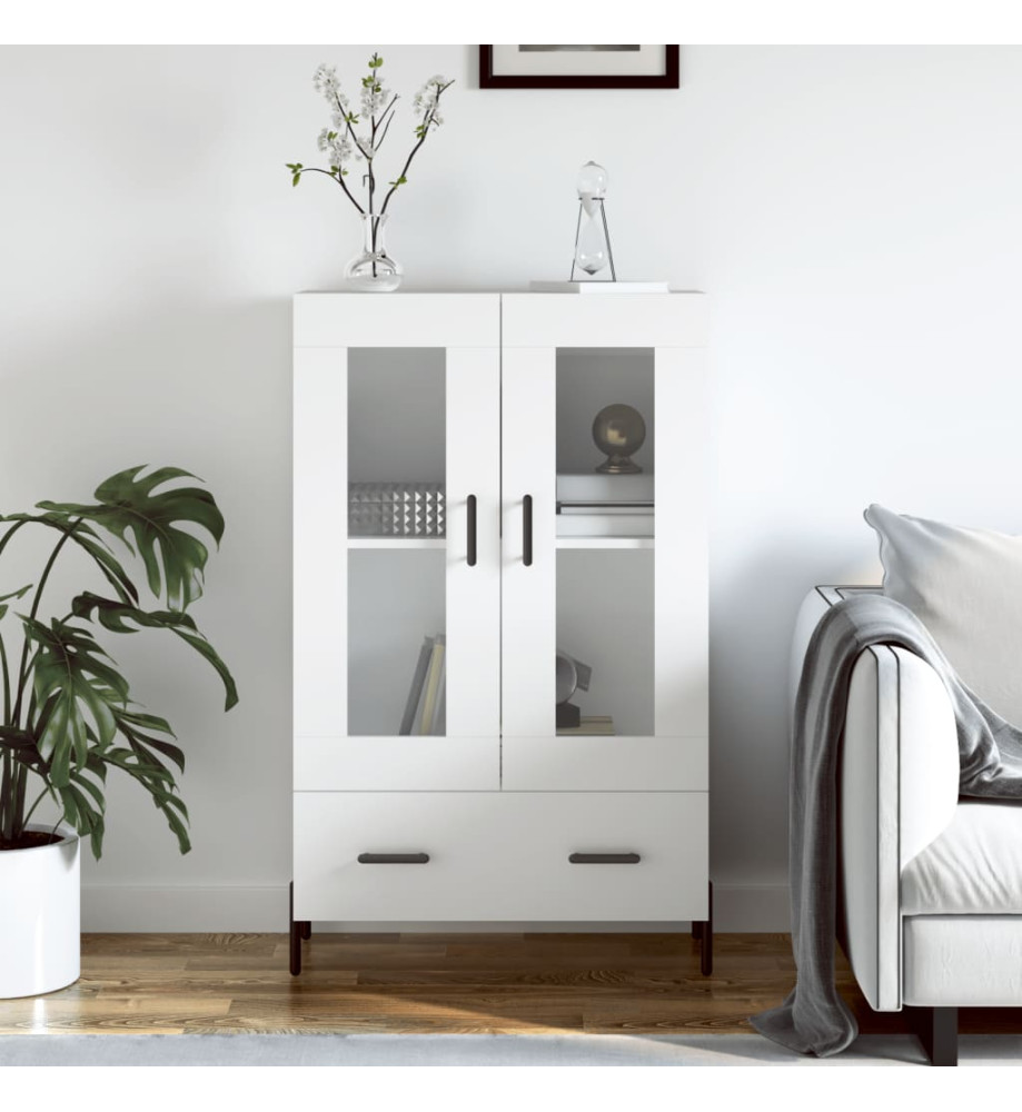 Buffet haut blanc 69,5x31x115 cm bois d'ingénierie