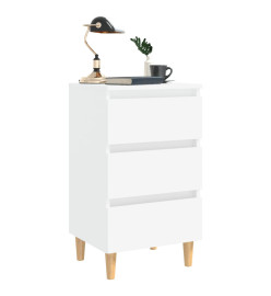 Tables de chevet avec pieds en bois 2 pcs Blanc 40x35x69 cm