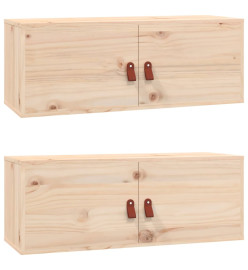 Armoires murales 2 pcs 80x30x30 cm Bois de pin massif