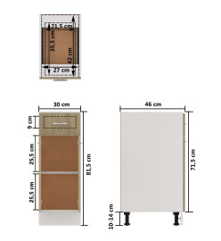 Armoire de plancher tiroir Chêne sonoma 30x46x81,5 cm Aggloméré