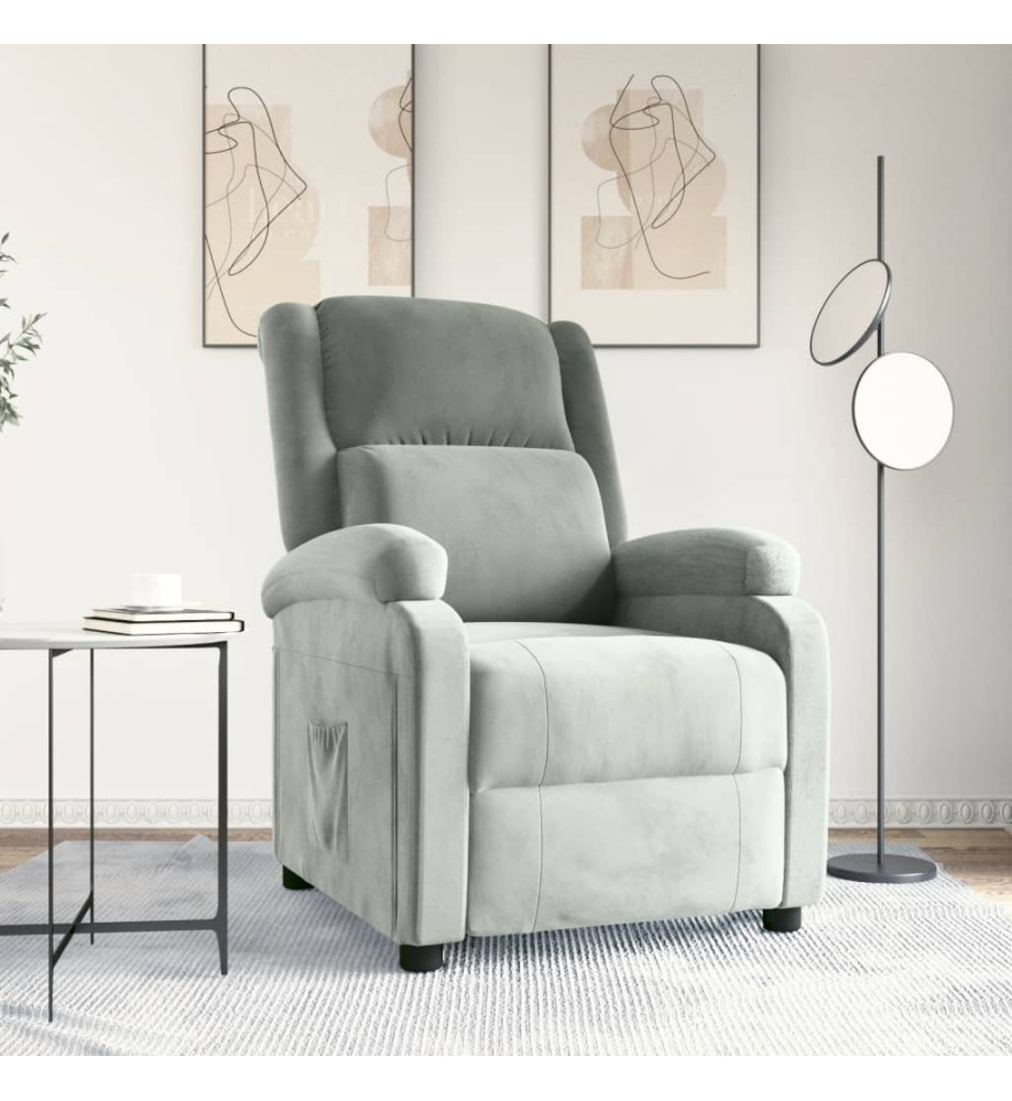 Fauteuil inclinable gris clair velours