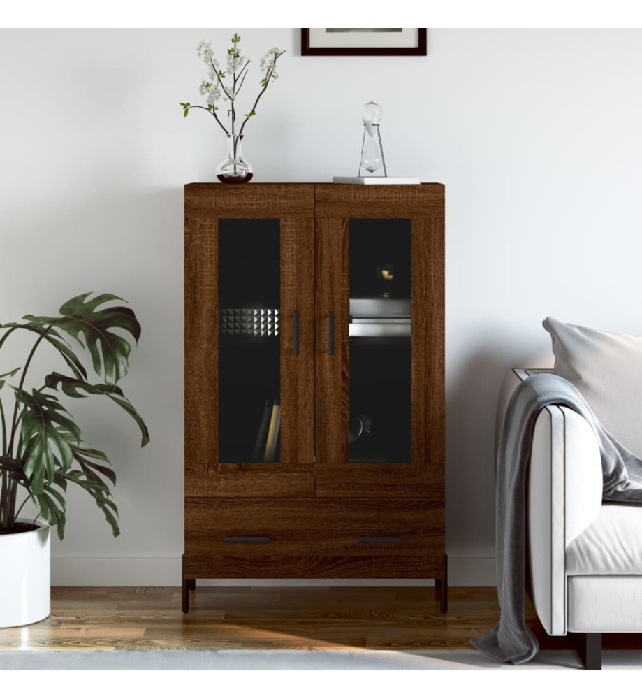 Buffet haut chêne marron 69,5x31x115 cm bois d'ingénierie