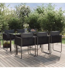 Ensemble de salle à manger de jardin 7 pcs Noir