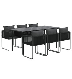 Ensemble de salle à manger de jardin 7 pcs Noir