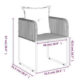 Ensemble de salle à manger de jardin 7 pcs Noir