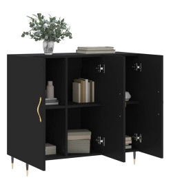 Buffet noir 90x34x80 cm bois d'ingénierie