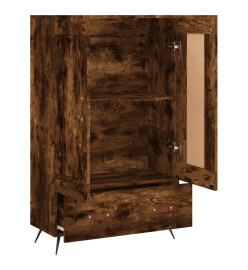 Buffet haut chêne fumé 69,5x31x115 cm bois d'ingénierie