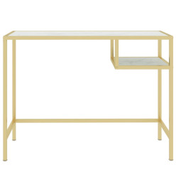 Bureau d'ordinateur Blanc et doré 100x36x74 cm Verre