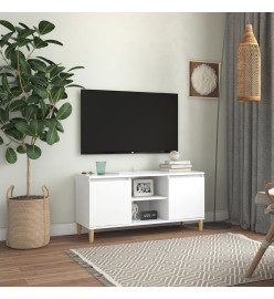 Meuble TV avec pieds en bois massif Blanc 103,5x35x50 cm