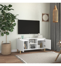 Meuble TV avec pieds en bois massif Blanc 103,5x35x50 cm