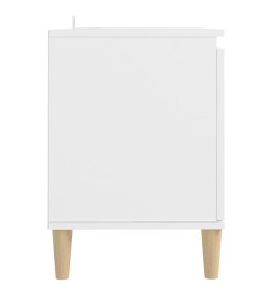 Meuble TV avec pieds en bois massif Blanc 103,5x35x50 cm