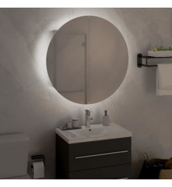 Armoire de salle de bain miroir rond et LED Blanc 47x47x17,5 cm