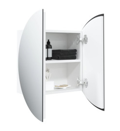 Armoire de salle de bain miroir rond et LED Blanc 47x47x17,5 cm